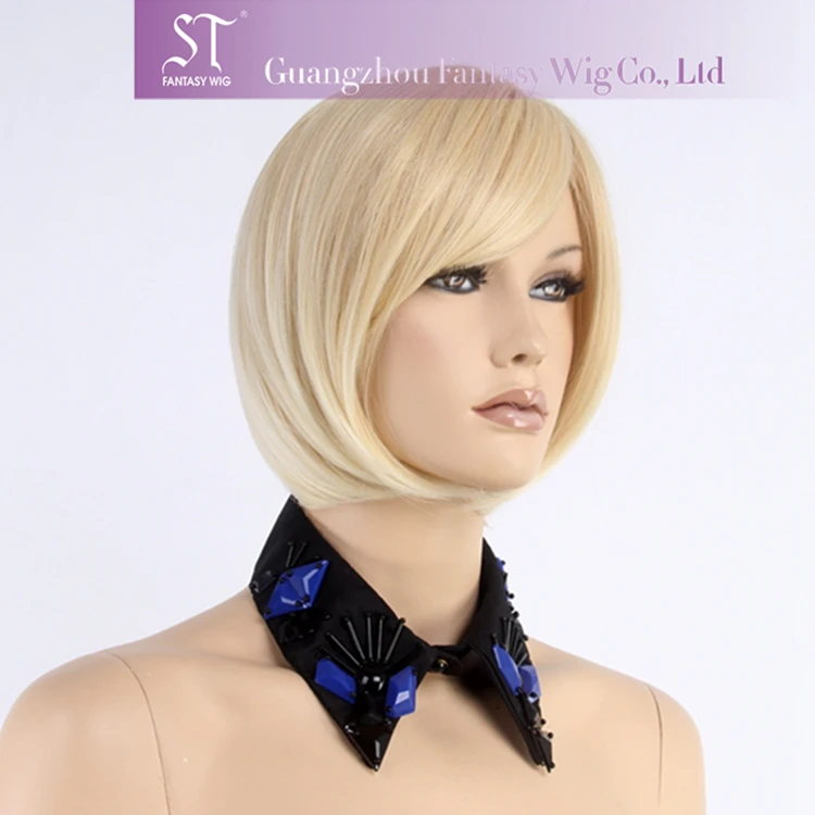 Lady Bob Cut Platinum Blonde Short Hair Wigs For Small Heads Buy