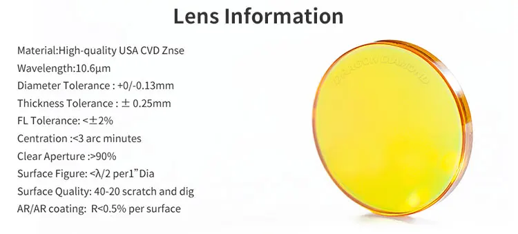 12mm 18mm 19.05mm 20mm USA CVD Znse Co2 Laser Focus Lens