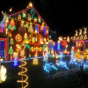 2d 3d Rope Light Sculptures Outdoor Christmas Lights For Yard Lawn ...