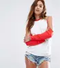 2016 New Arrival Vintage Long Sleeve Retro Raglan T-Shirt With Cold Shoulder Casual Women Tee Baseball Clothing Design