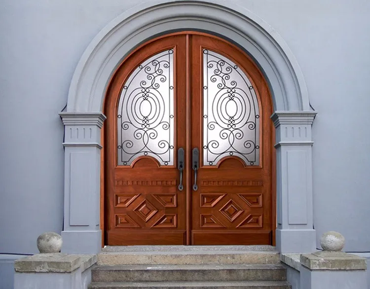 Parrilla De Hierro Forjado Madera Tallando Diseño Seguridad Villa