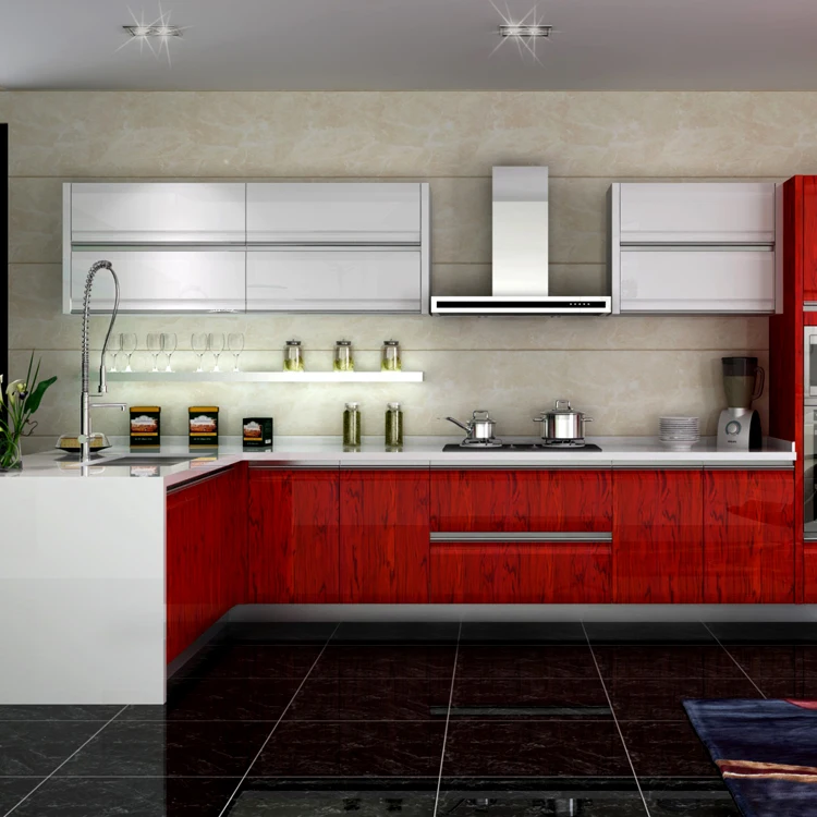 2019 China Supplier container homes kitchen pantry cupboards modular lacquer kitchen cabinet