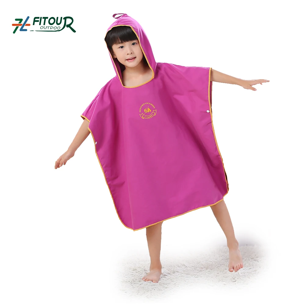 
100% Microfiber Quick-dry Soft Surf Changing Robes Surf Beach Poncho Hooded Towel For Kids 