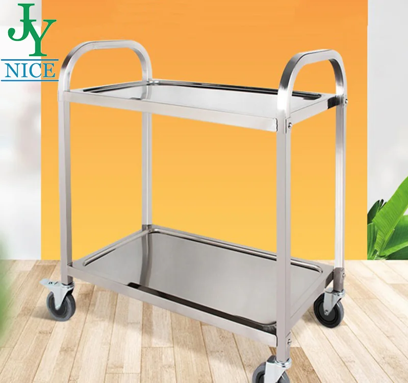 Good Quality 3 Tier Kitchen Dining hall Food service Utility Cart Commercial Stainless Steel Wheeling meal Delivery Trolley