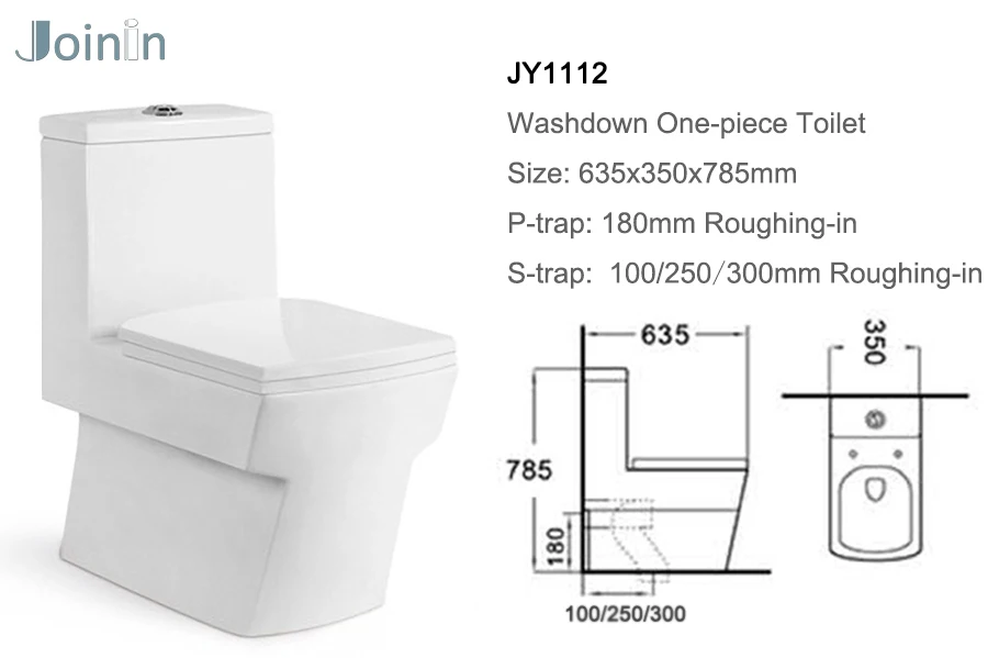JOININ chaozhou  Ceramic square toilet washdown one Piece Toilet popular in the Middle East JY1112