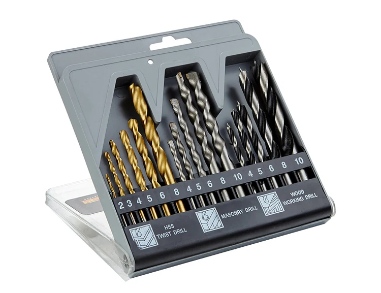 16pcs Metric Wood Masonry Hss Combination Drill Bit Set For Wood