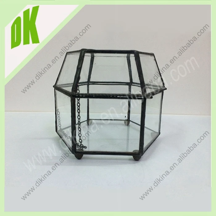 Small Fishbowl // Glass Candy Jar With Lid // Flat Bottom Geometric