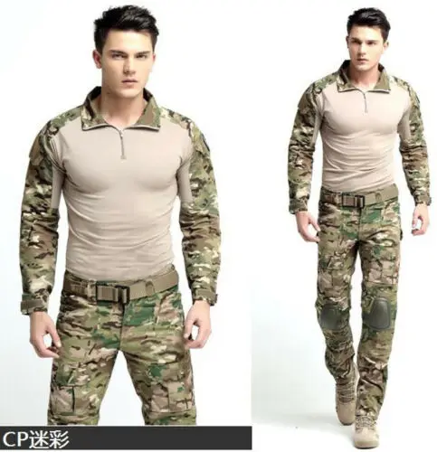 Tactical Combat Uniform Sets Army Shirt Pants Military Elbow Knee Pads 