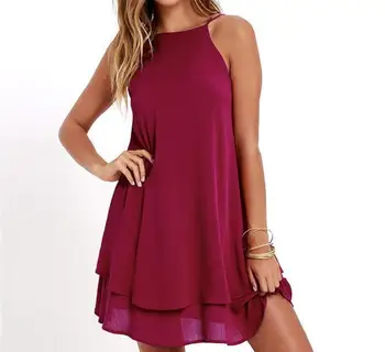 chiffon casual summer mini dresses spaghetti strap larger dress