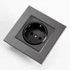 Black crystal glass wall power mounted socket European German socket
