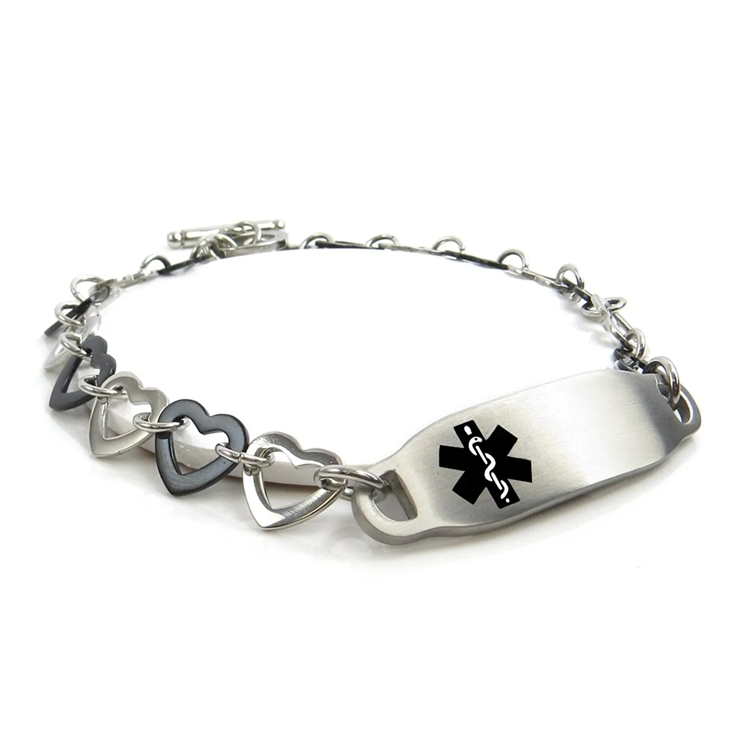 Pre-Engraved /& Customized Bee Sting Allergy Alert Bracelet Black//White Millefiori Glass Yellow My Identity Doctor