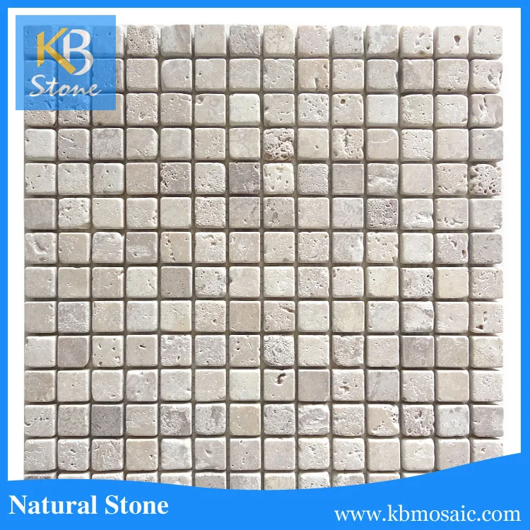 Square Natural Travertine Beige Yellow Marble Mosaic