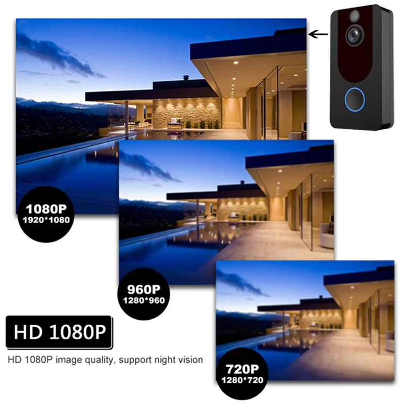 Wifi Smart 1080p Video Doorbell Aiwit App Indoor Security Doorbell