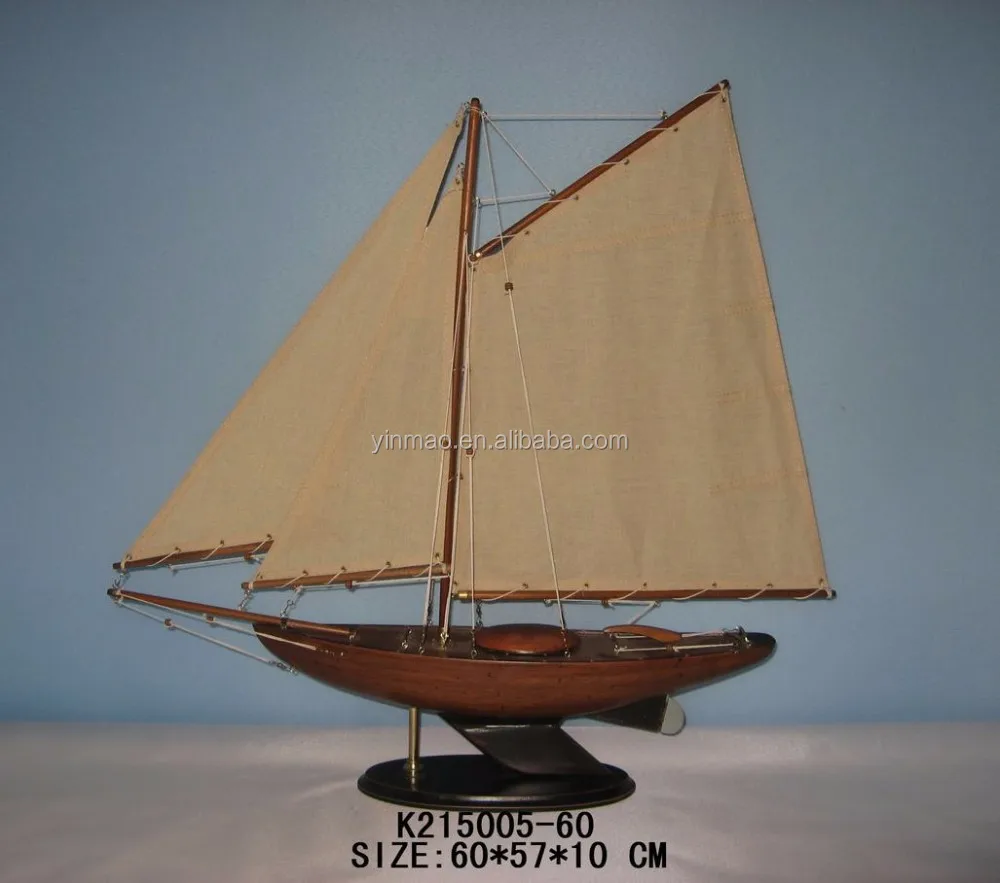 Decorative Wooden Sailboat Rustic Bermuda Sloop 17" Vintage Sailing Boat 