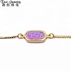 Wholesales 7*14 mm synthetic opal bracelet pendant gold plated chain bracelets for women charm