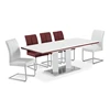 High gloss MDF with tempered glass top extending dining table set with metal legs