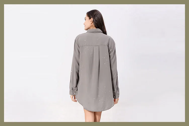 Wholesale top quality professional garment dyed  tencel blouse latest  designs