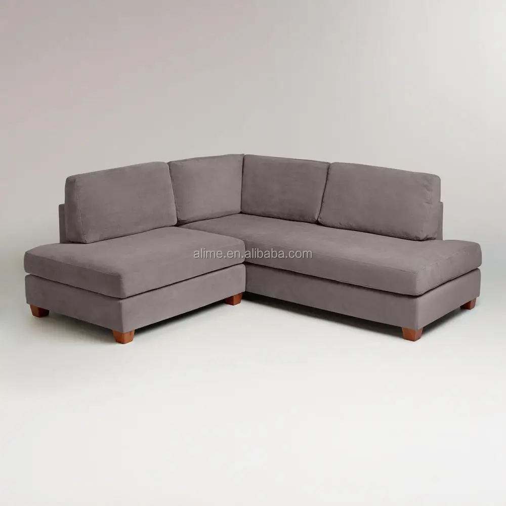Alime Grey Velvet Corner Sofa Sets Hotel Living Room Furniture Asf203 Guest Sectional Fabric Product On