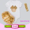 Summer Boutique Metallic Short Sleeve White Mickey Bow Mouse Romper / Ruffle Bloomers / Rabbit Ear Headband Baby Clothes 3pc Set
