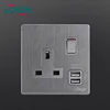 UK 3 Pin outlet DP 1 Gang 13A 250v Multi function switch and socket with USB Ports