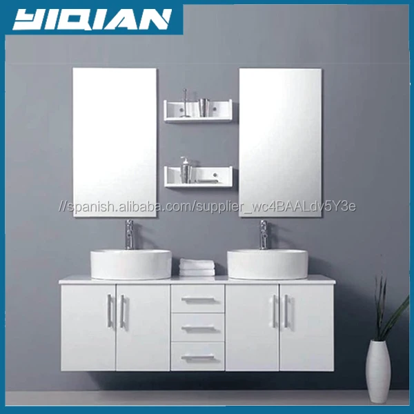 Muebles de madera maciza con doble lavabo Blanco Muebles de baño con