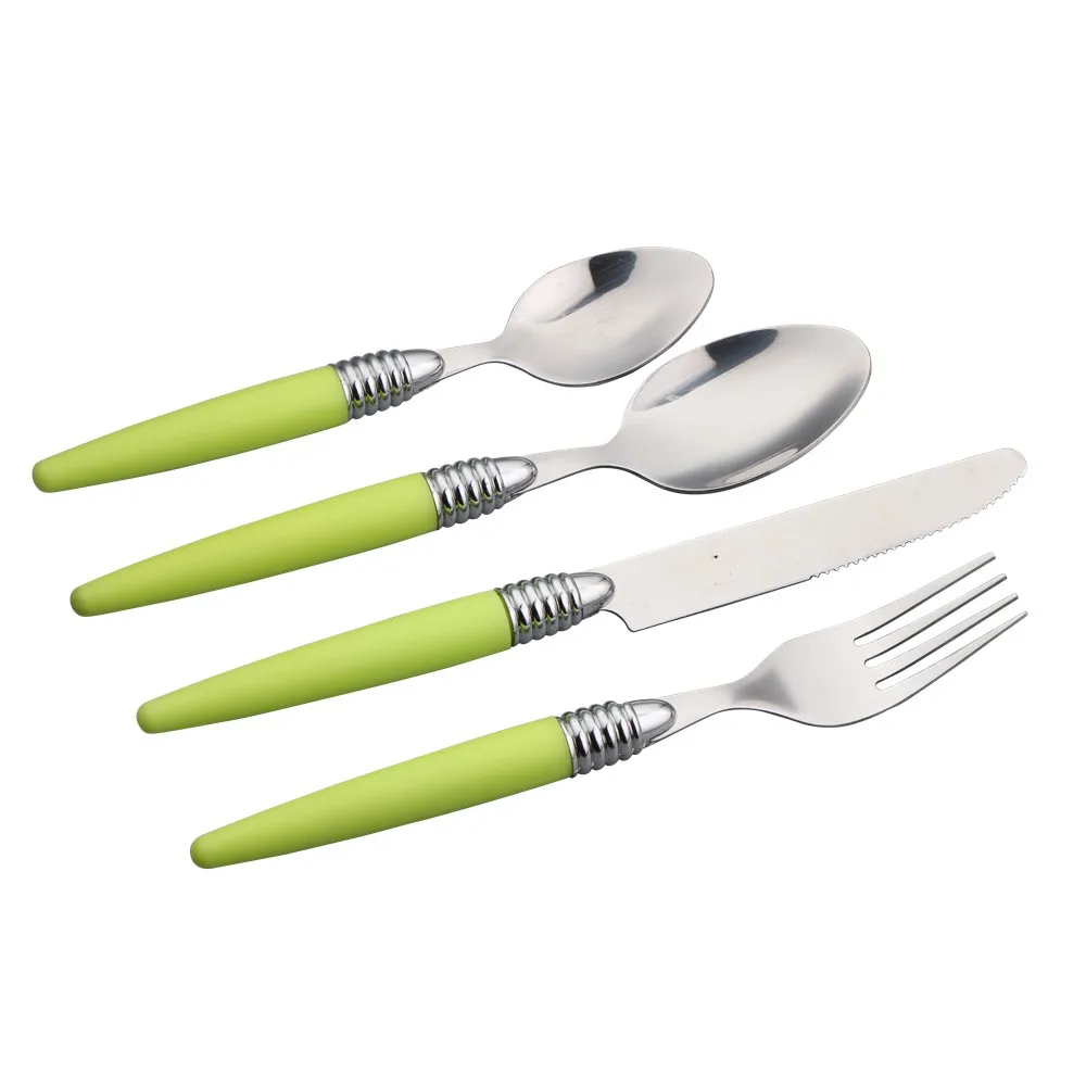 Bc5252 Excellent Houseware Cutlery Set/green Pp Plastic Handle Dinnerware Set Knife Fork Spoon