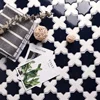 2019 new release glitter glossy classic blue and white star cross pattern ceramic mosaic tile