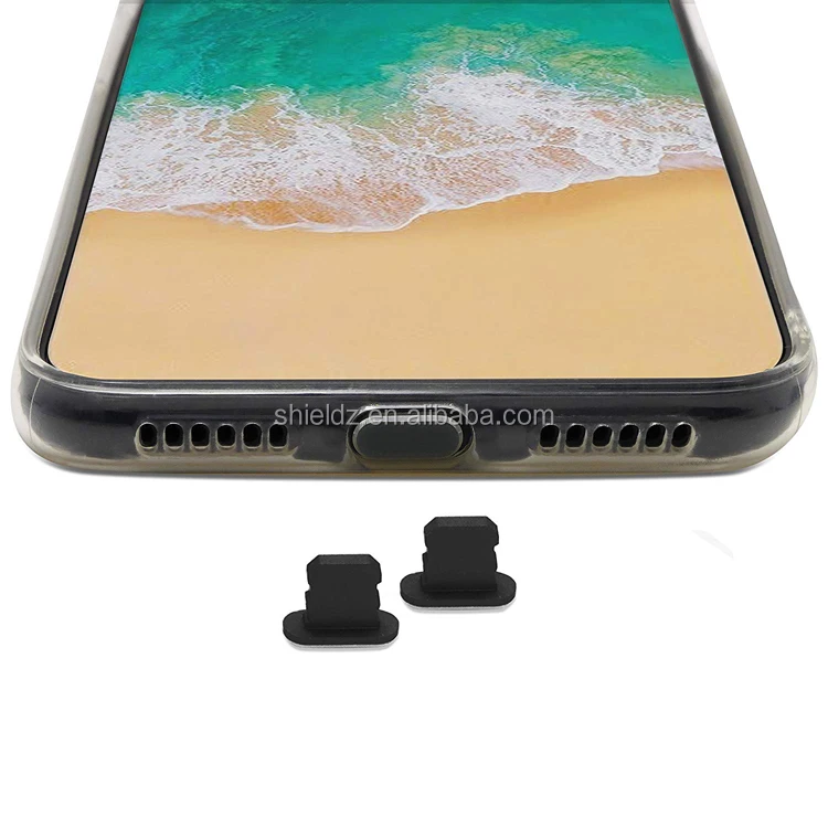 Premium Metal Alloy 3.5mm Earphone Plug Anti Dust Plugs for iPhone, Black Charging Port Plug For iPhone 7/8/X Compatible Case