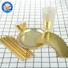 Gold Foil Solid Disposable Paper Plate Cups Straws Cup Cake Wrappers Cupcake Stand Dessert Cardboard Party Supplies