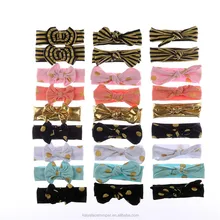 2015 Hot vente bébé Top Knot bandeau, Or Polka Dot Gilrs headwrap, Gros cheveux