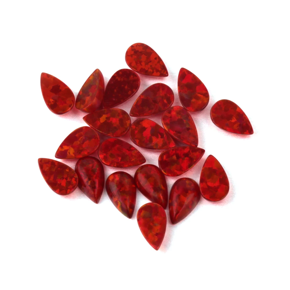 pear shape red fire synthetic opal loose gemstone stone