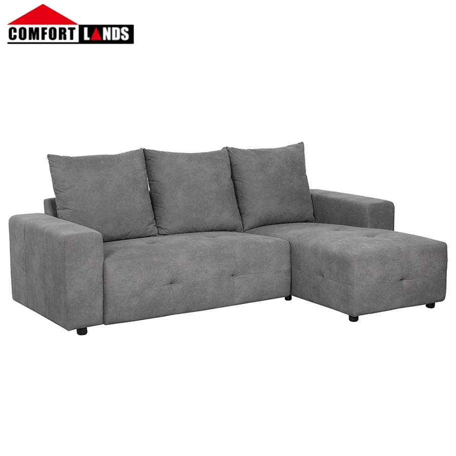New Model Corner Sofa,Grey Fabric Sectional Sofa With Chaise Lounge ...