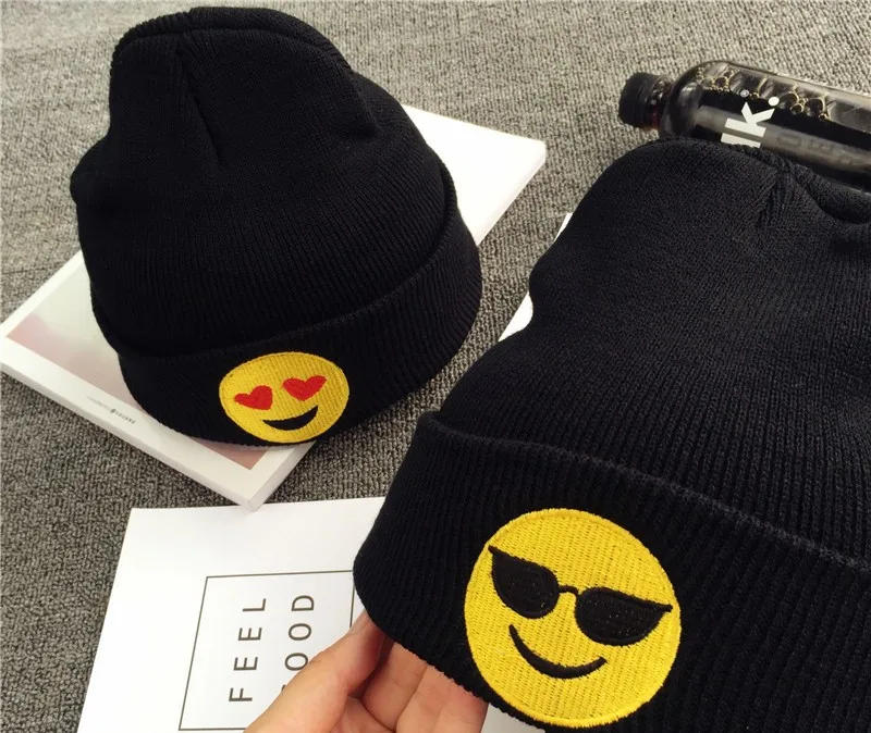 2016 Top Fashion Cheap Winter Emoji Beanie Hats In Stock - Buy Cheap