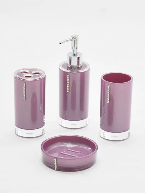 4 pieces / set simple design purple diamond bathroom accessories 4 pieces / set simple design purple diamond bathroom accessories