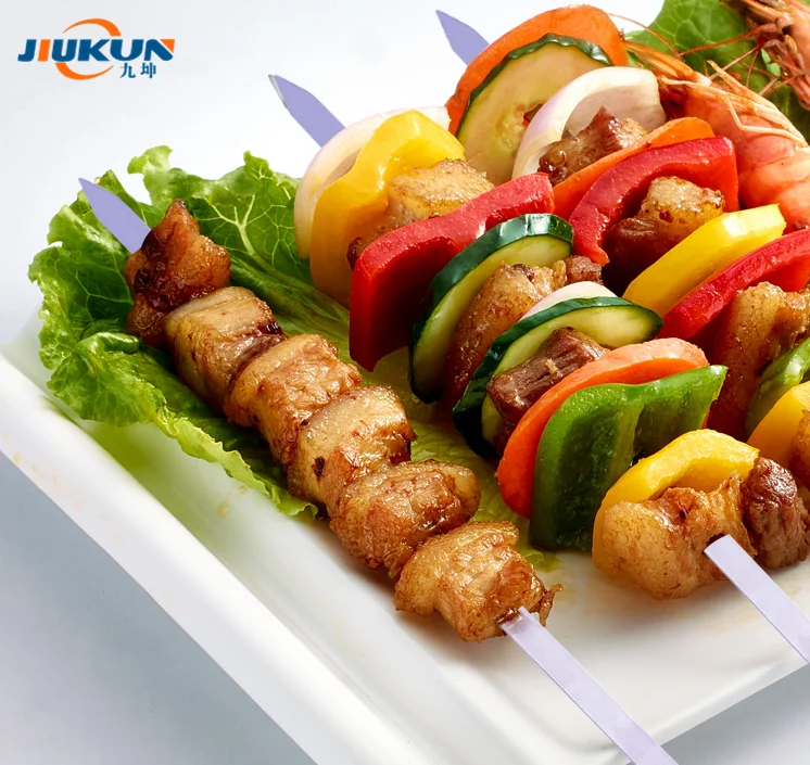 Premium Food Grade Stainless Steel Skewer With Wooden Handle Bbq