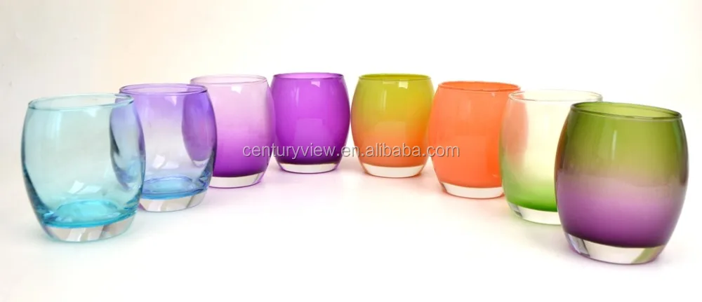 colored glass cups