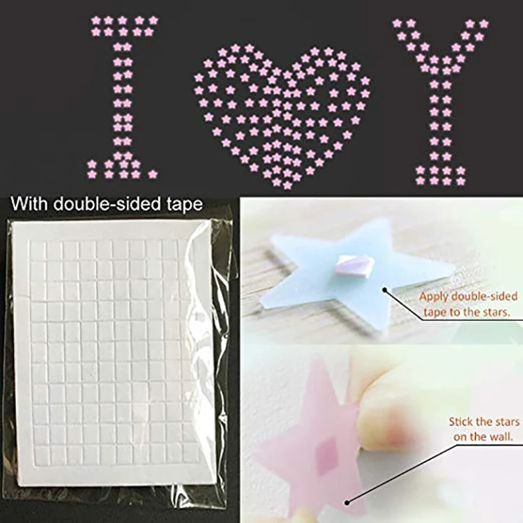 New Product 100PC Kids Bedroom Fluorescent Glow In The Dark Stars Glow Wall Stickers Stars Luminous Glow Sticker Color 