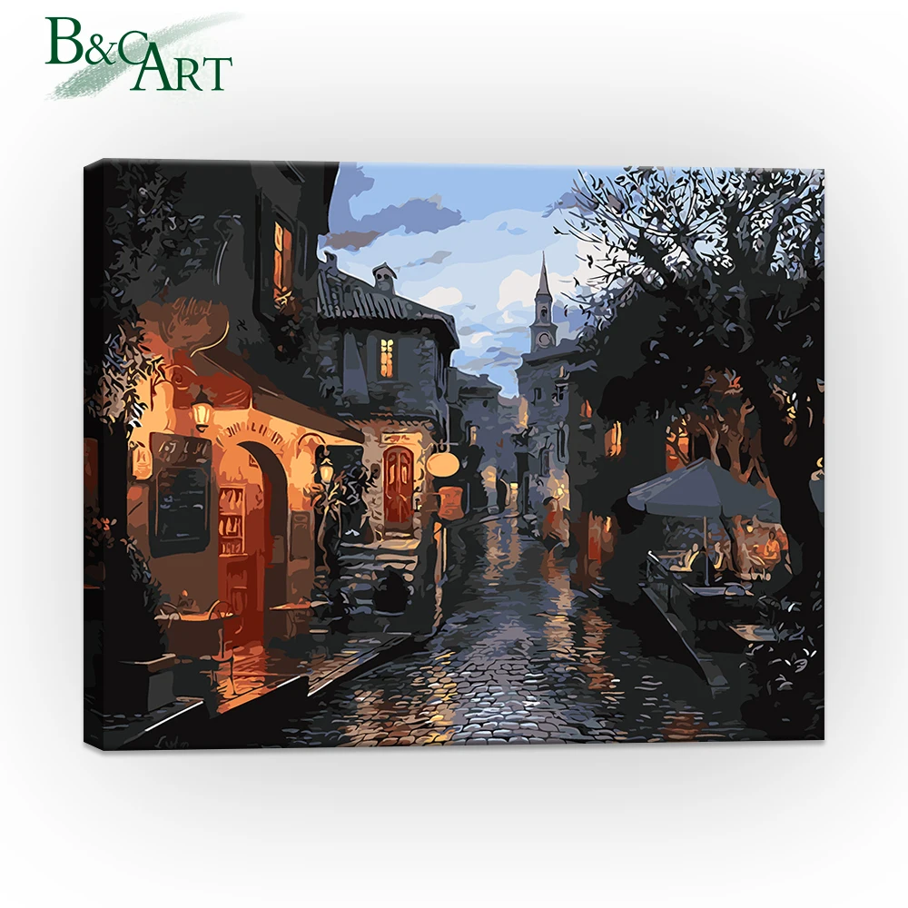 Impressionist Town Scenery Paint By Number Pictures Diy Digital