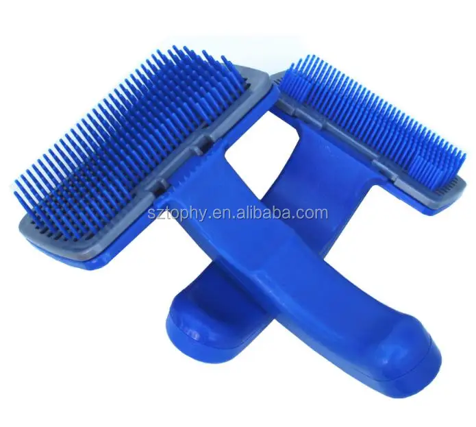 Plastic Self Cleaning Slicker Dog Brush Effective Retractable Dog Brush