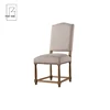 US country style square back upholstered linen dining chair
