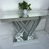 New design sparkle diamond crushed W shape mirrored console table