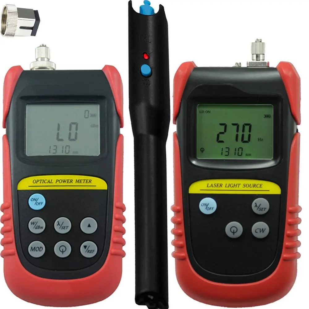 -70dB ~ +6dB, Fiber Optical Power Meter, Fiber Optic Power meter + 1310nm,1550nm Wavelength, Optical Laser Source, Optic laser light source + 5mw(7-8km) Visual Fault Locator