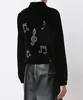 Royal wolf denim garment manufacturer selvedge 1 black musical note studded winter women jacket velvet jacket