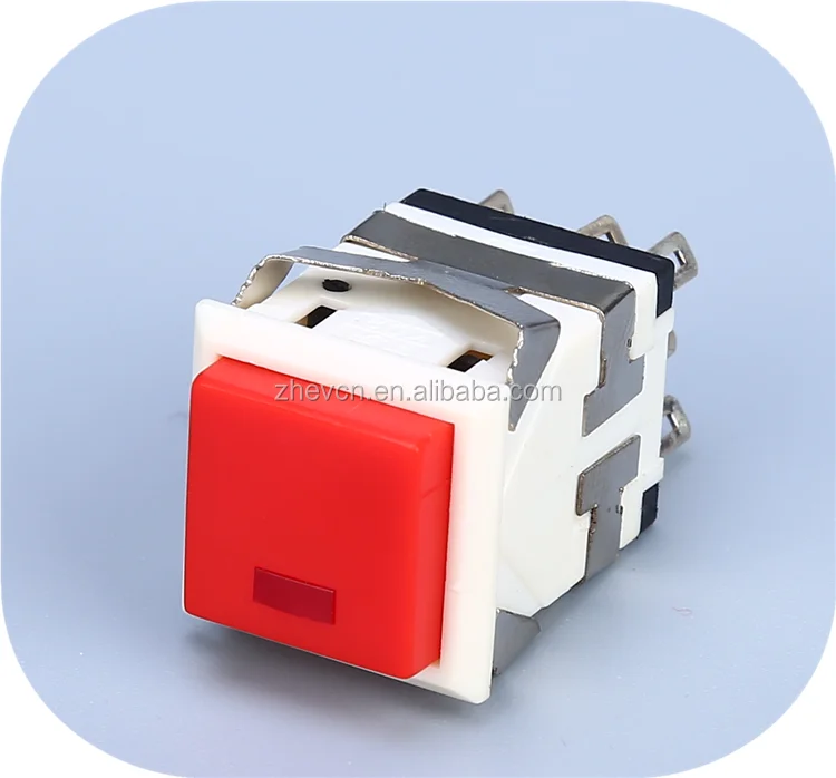Square Kd222 Push Button Switch Momentary With Red Locked 8 Pin Light