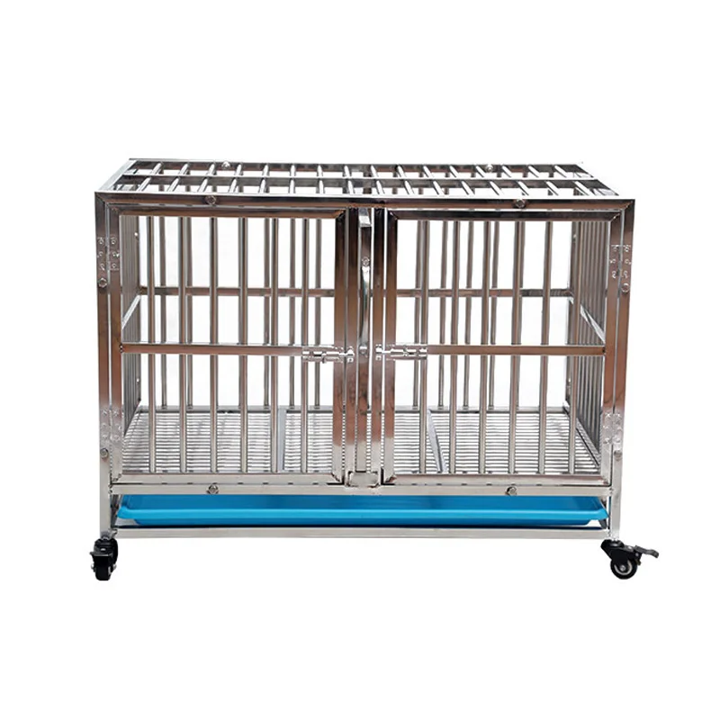 42"/36"/30"/24" Folding Cat Dog Crate Pet Kennel Metal Cage Tray Playpen 2 Doors