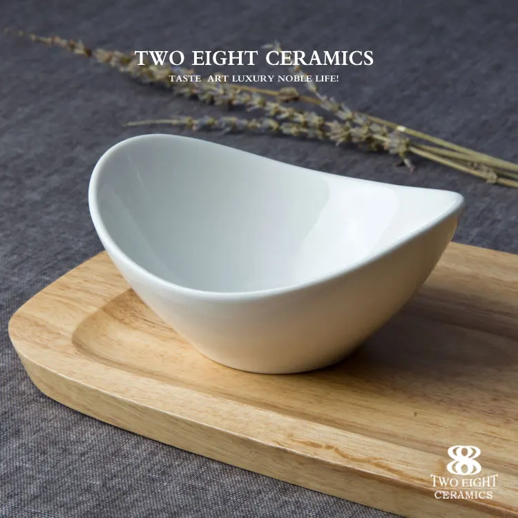 Wholesale China ceramic factory elegance white porcelain salad bowl sauce dish