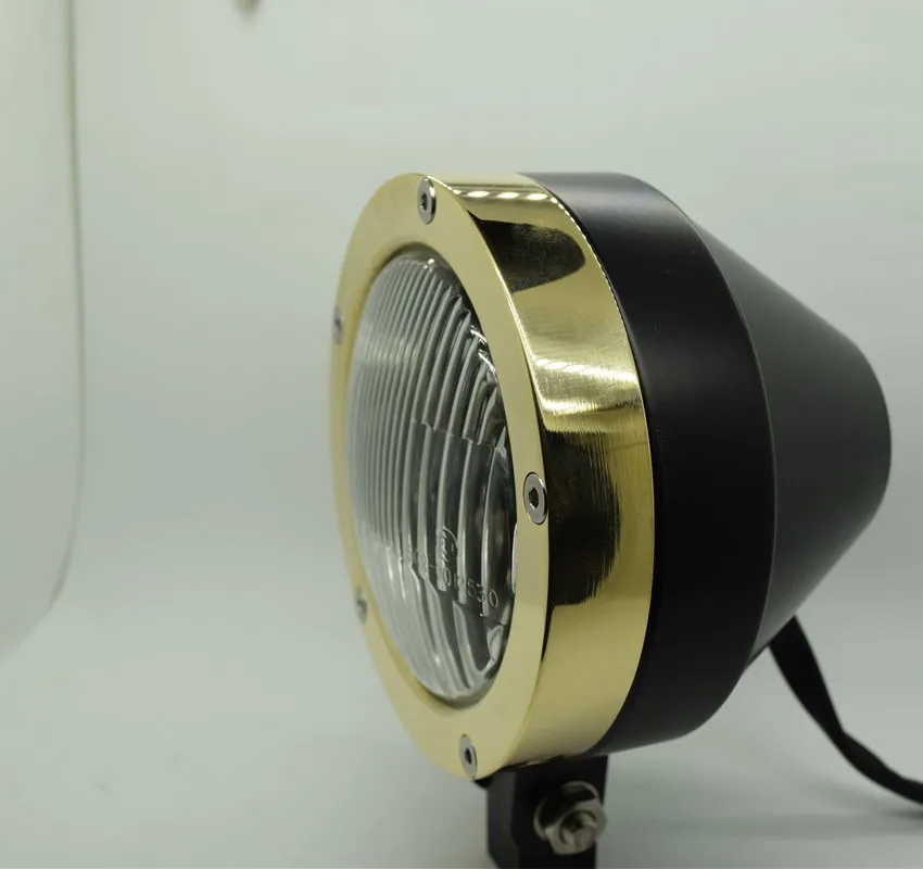 Universal Motorcycle Brass Headlight Custom Brass Lamps For Cafe Racer