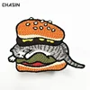 Custom mini hamburger chain stitch embroidered patches