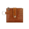 New Design genuine leather Brown RFID Credit Card charge Coin Holder with ID Window and Key Ring