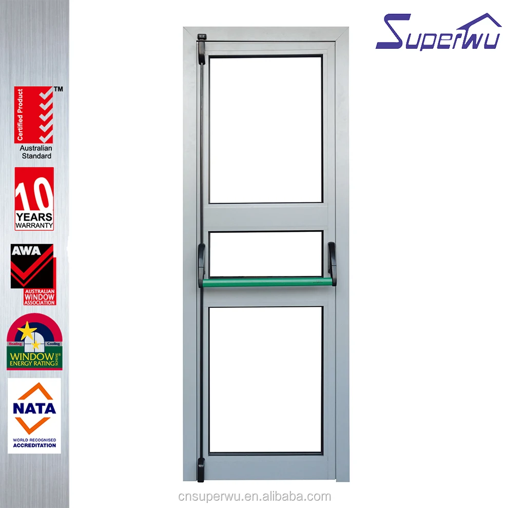 Certificate Hotel Fire Rated Escape Exit Door with Glass Canada Interior Swing Finished